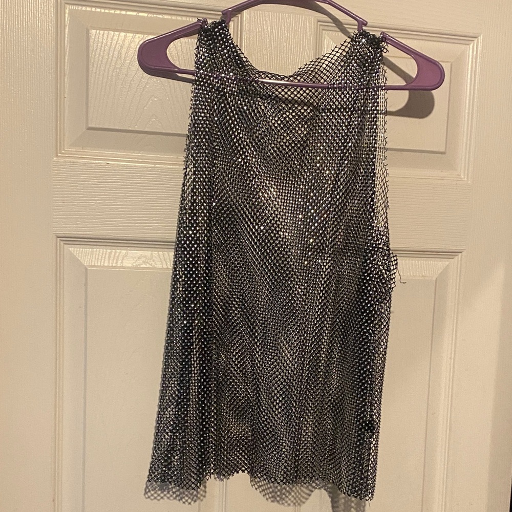 Black Mesh Sleeveless Top